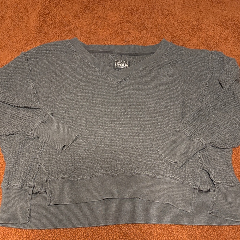 American Eagle Outfitters Charcoal V-Neck Sweater